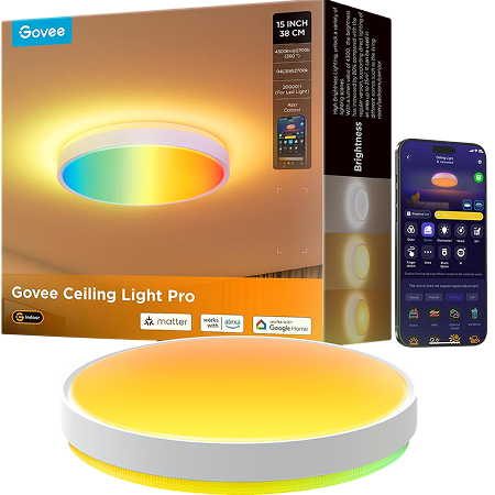 RGBIC LED Ceiling Light Fixture Compatible with Matter, by Govee.